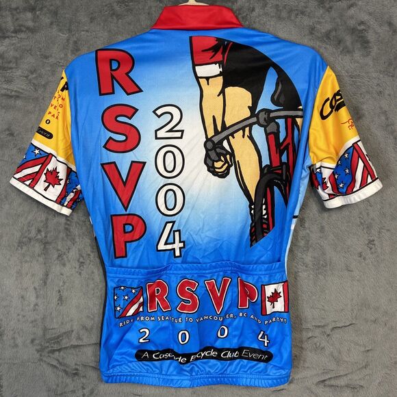 Vintage Cascade Cycling Jersey XS Bicycle Club RSVP 2004 Seattle To Vancouver BC - Picture 11 of 16